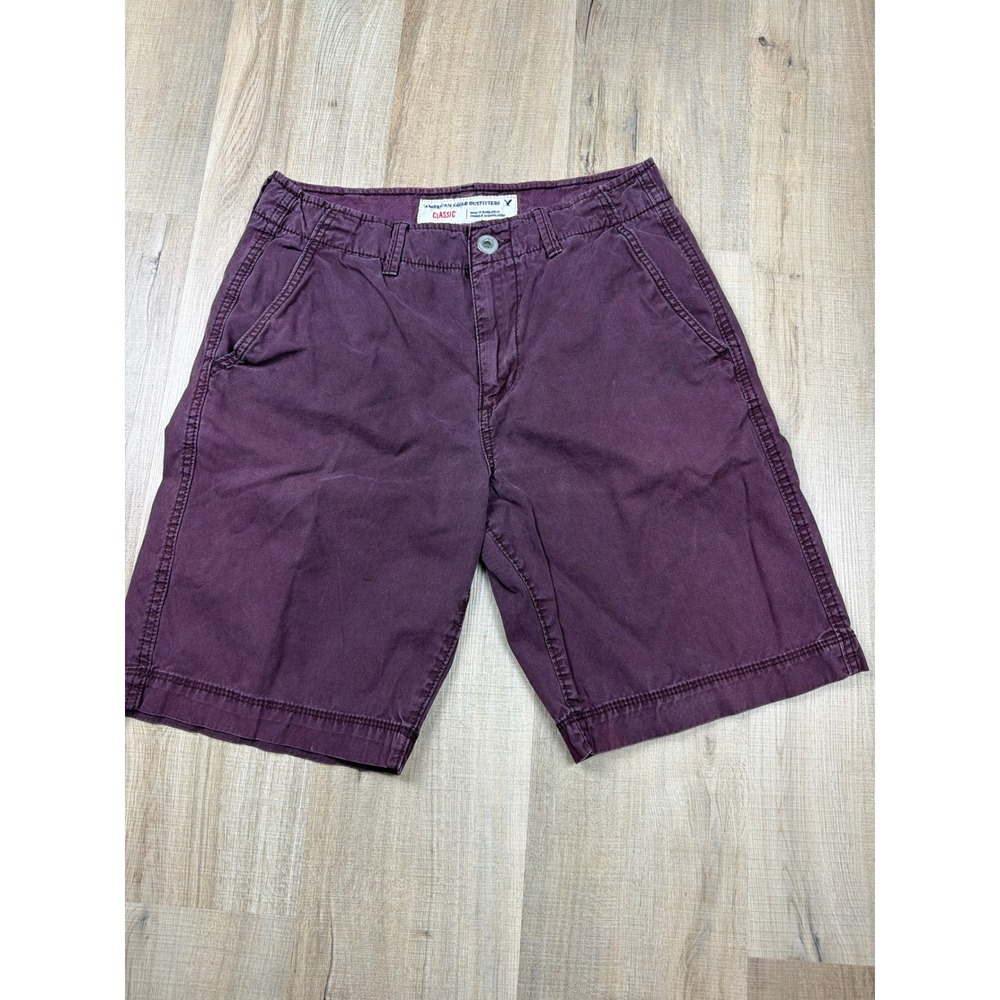 American Eagle Outfitters Classic Chino Shorts Mens 30 Burgundy 100% Cotton